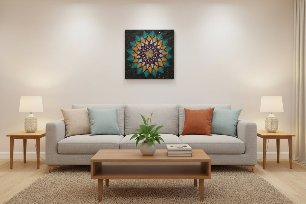 Handmade colorful String Art Frame
