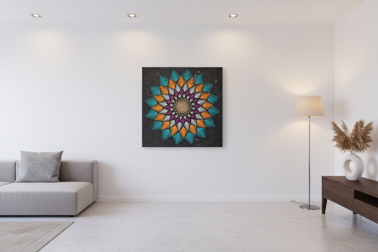 Handmade colorful String Art Frame