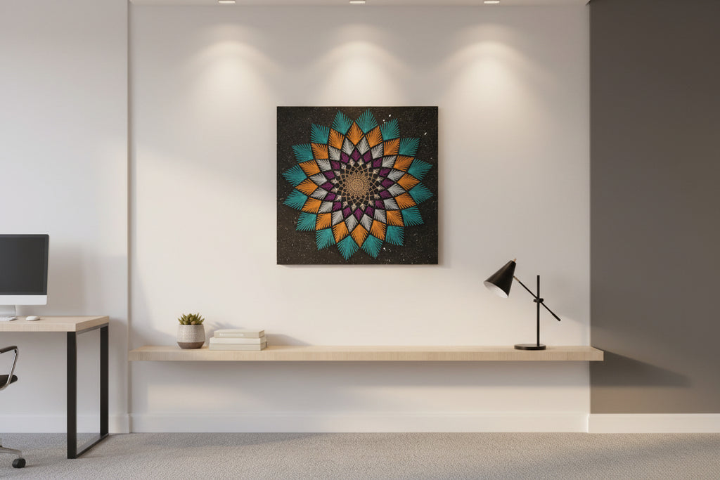 Handmade colorful String Art Frame