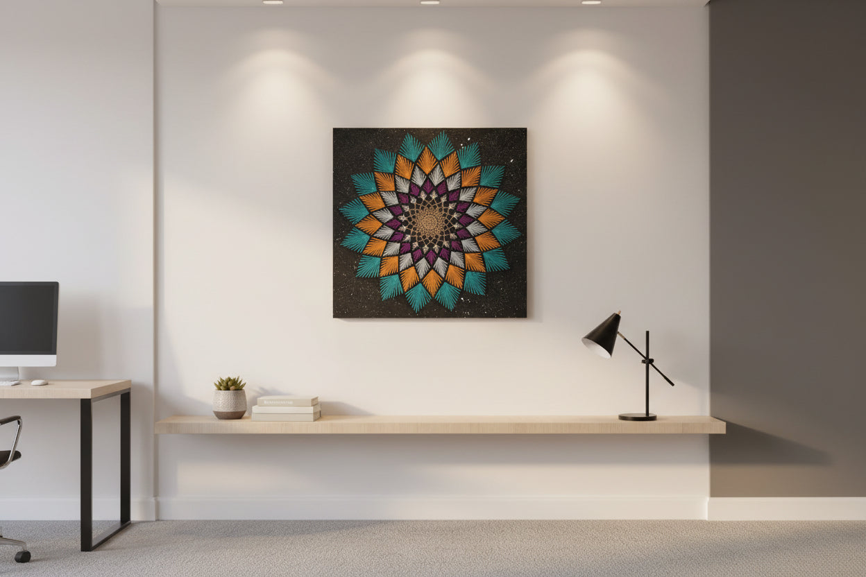 Handmade colorful String Art Frame