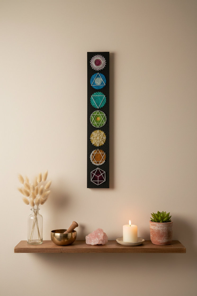 Handmade Seven Chakras String Art Frame
