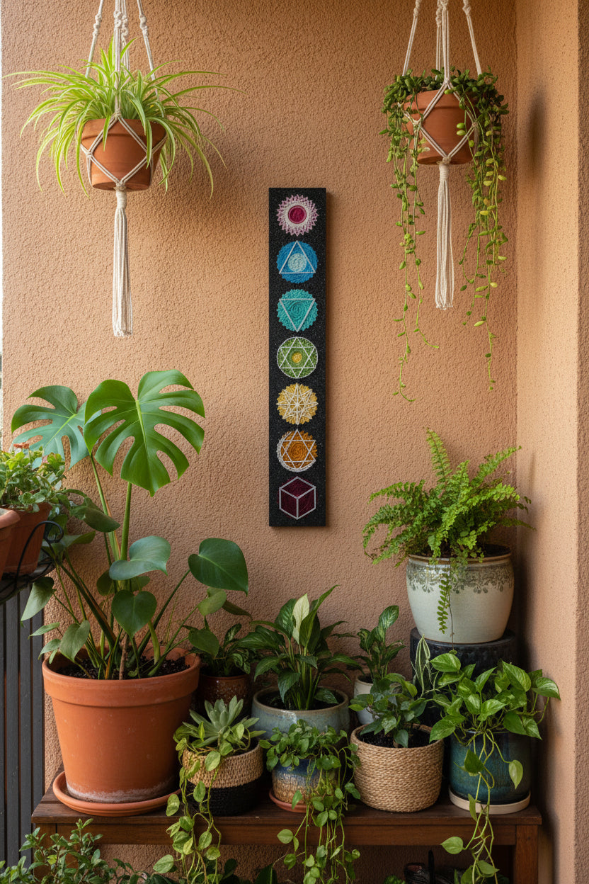 Handmade Seven Chakras String Art Frame