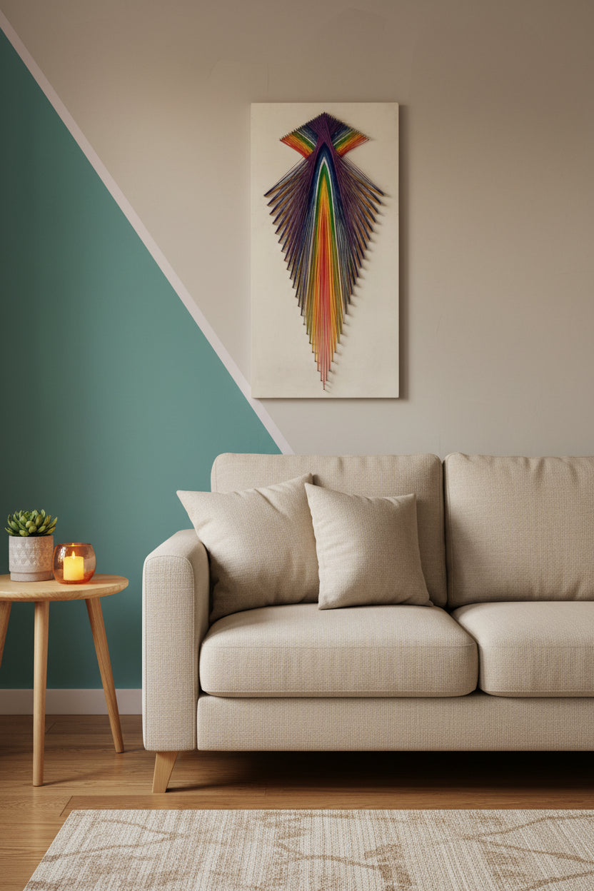 Handmade String Art Rainbow Color Frame