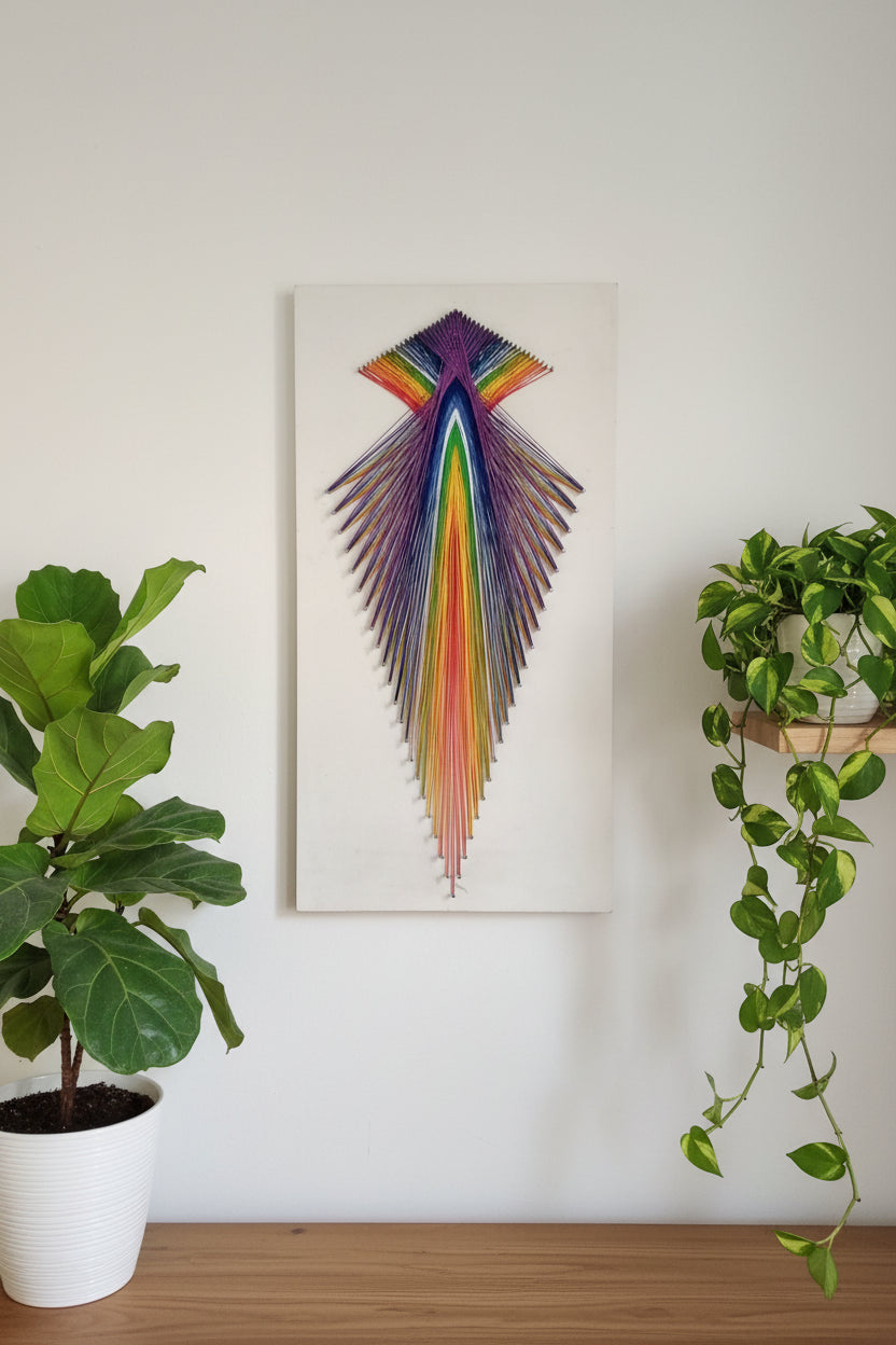 Handmade String Art Rainbow Color Frame