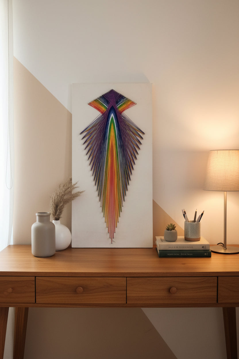 Handmade String Art Rainbow Color Frame
