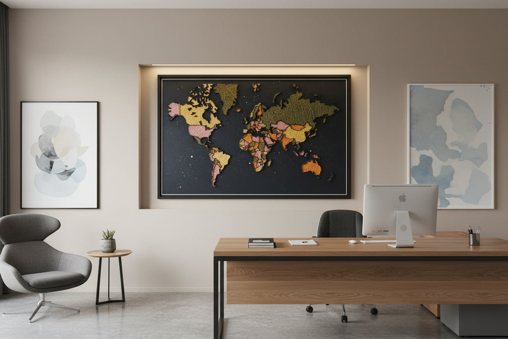 Handmade World Map String Art Frame