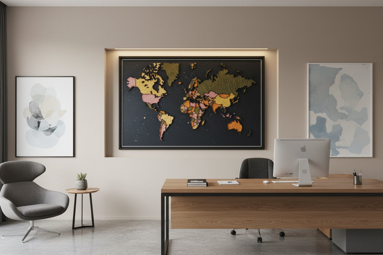 Handmade World Map String Art Frame