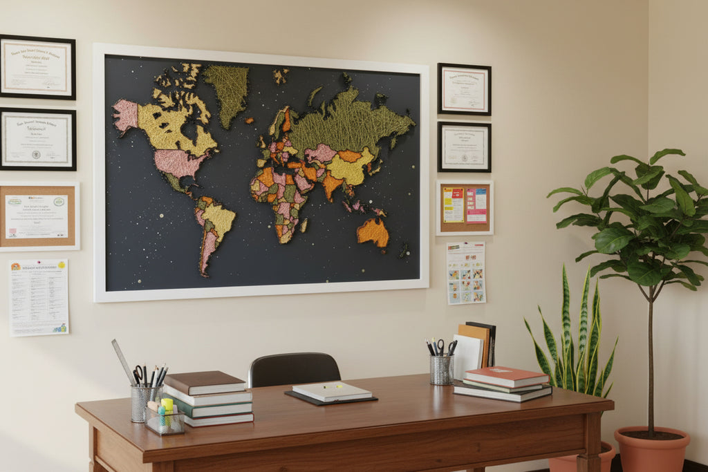 Handmade World Map String Art Frame